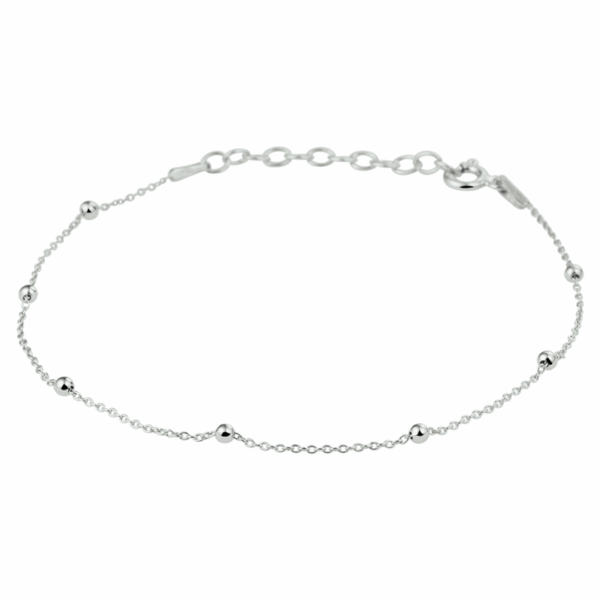 armband bolletjes 2,0 mm 16 + 3 cm zilver gerhodineerd