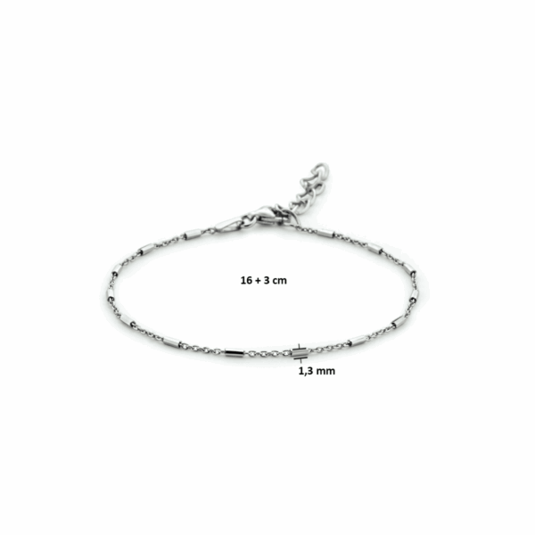 armband buisjes 1,3 mm 16 + 3 cm zilver gerhodineerd