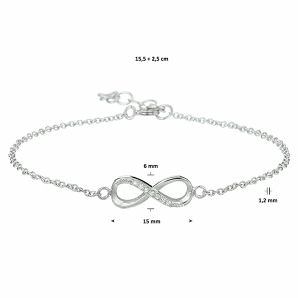armband infinity zirkonia zilver gerhodineerd