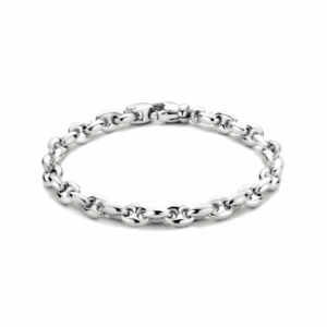armband koffieboon 6,2 mm 19 cm zilver gerhodineerd