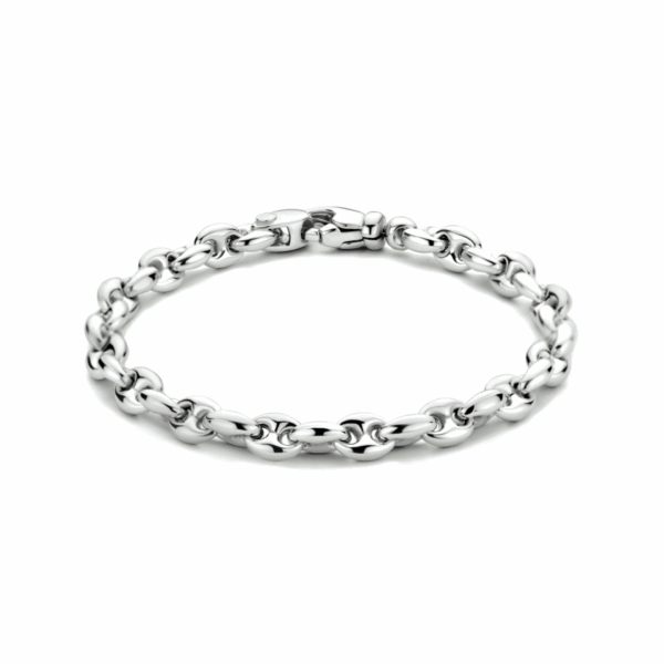 armband koffieboon 6,2 mm 19 cm zilver gerhodineerd