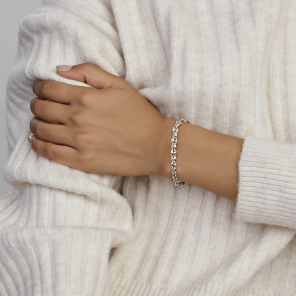 armband koffieboon 6,2 mm 19 cm zilver gerhodineerd