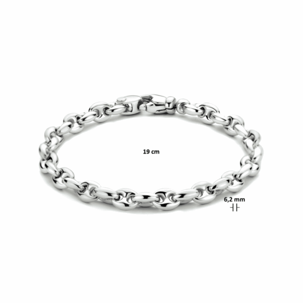 armband koffieboon 6,2 mm 19 cm zilver gerhodineerd