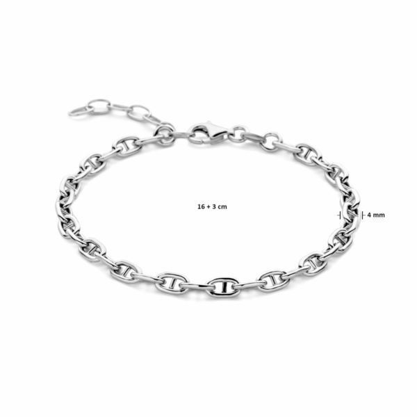 armband marine ronde buis 4,0 mm 16 + 3 cm zilver gerhodineerd