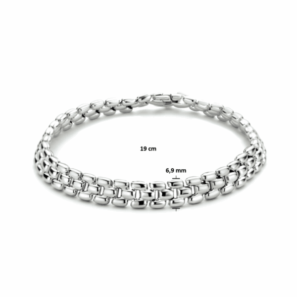 armband panter 6,9 mm 19 cm zilver gerhodineerd