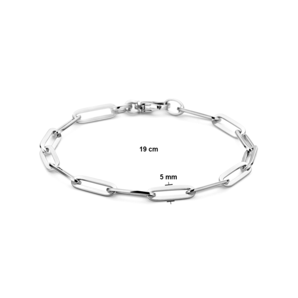 armband paperclip vierkante buis 5,0 mm 19 cm zilver gerhodineerd