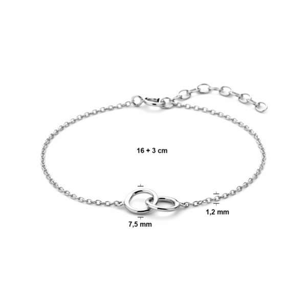 armband rondjes 16 + 3 cm zilver gerhodineerd