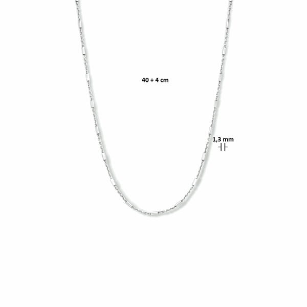 collier buisjes 1,3 mm 40 + 4 cm zilver gerhodineerd