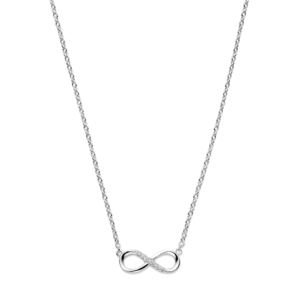 collier infinity zirkonia 41 + 4 cm zilver gerhodineerd