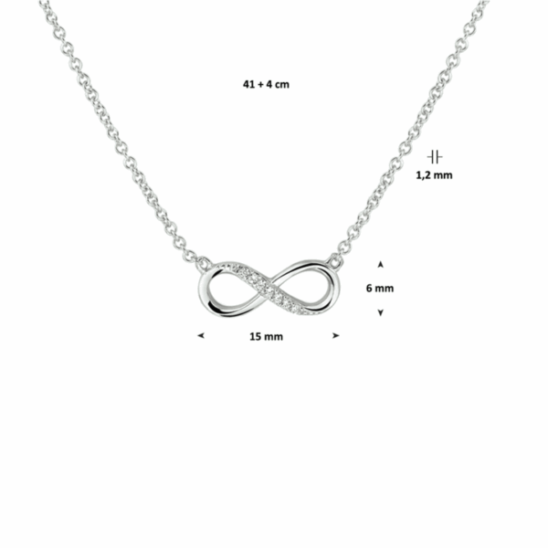collier infinity zirkonia 41 + 4 cm zilver gerhodineerd