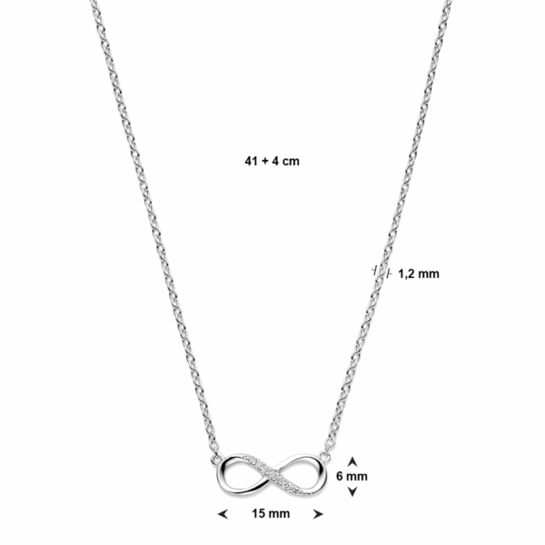 collier infinity zirkonia 41 + 4 cm zilver gerhodineerd