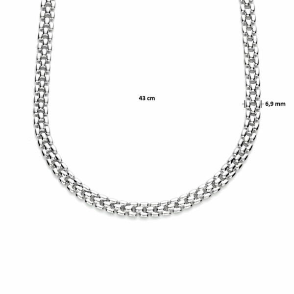 collier panter 6,9 mm 43 cm zilver gerhodineerd