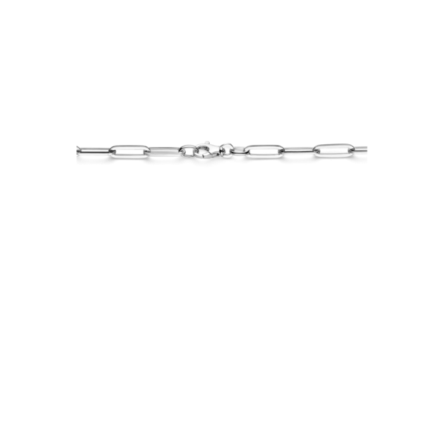 collier paperclip vierkante buis 5,0 mm 45 cm zilver gerhodineerd