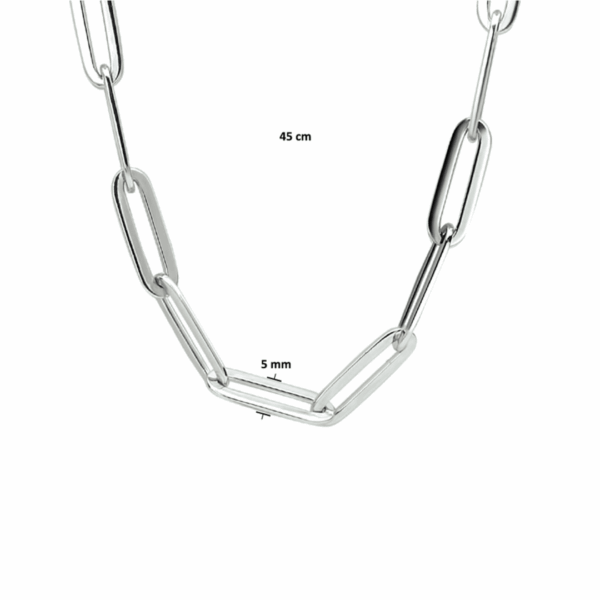 collier paperclip vierkante buis 5,0 mm 45 cm zilver gerhodineerd