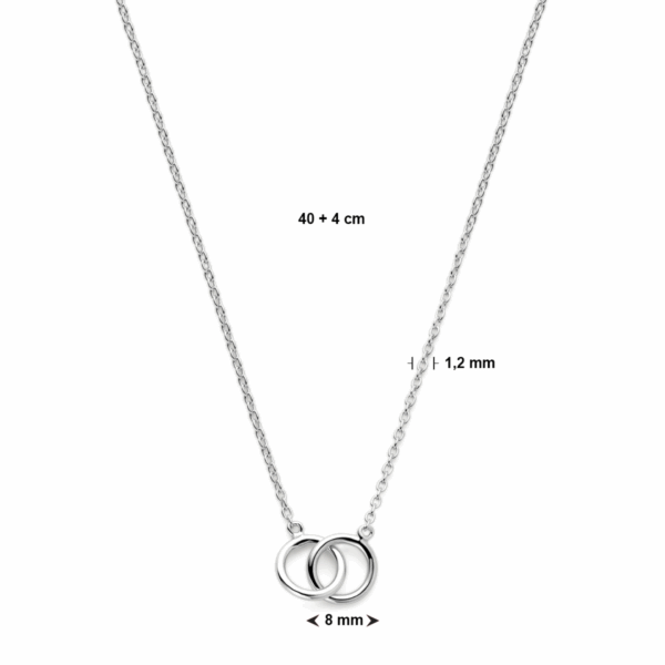 collier rondjes 40 + 4 cm zilver gerhodineerd