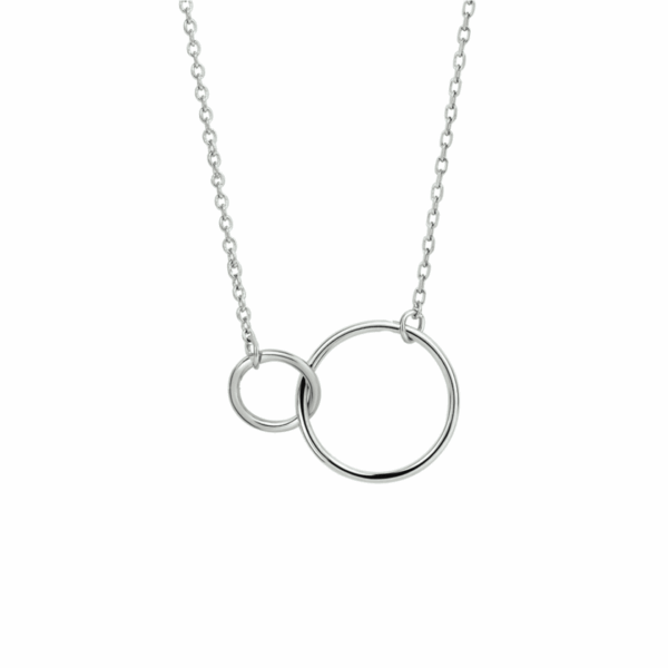collier rondjes 41 + 4 cm zilver gerhodineerd