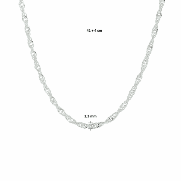 collier singapore 2,25 mm zilver gerhodineerd