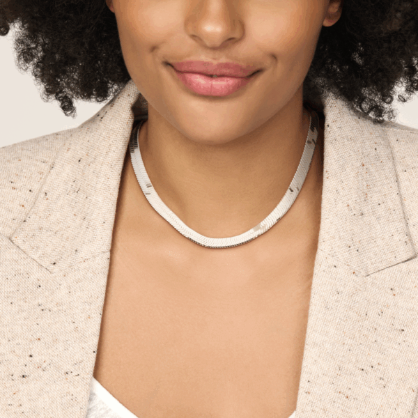 collier slang plat 8,5 mm 43 cm zilver gerhodineerd