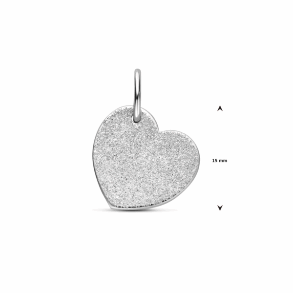 graveerhanger hartje glitter gediamanteerd 15 mm zilver gerhodineerd