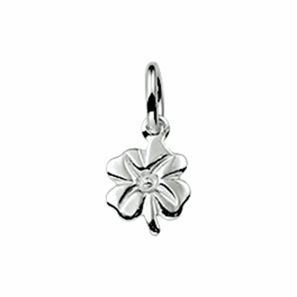 hanger klavertje zilver wit