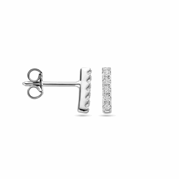 oorknoppen balkje zirkonia zilver gerhodineerd